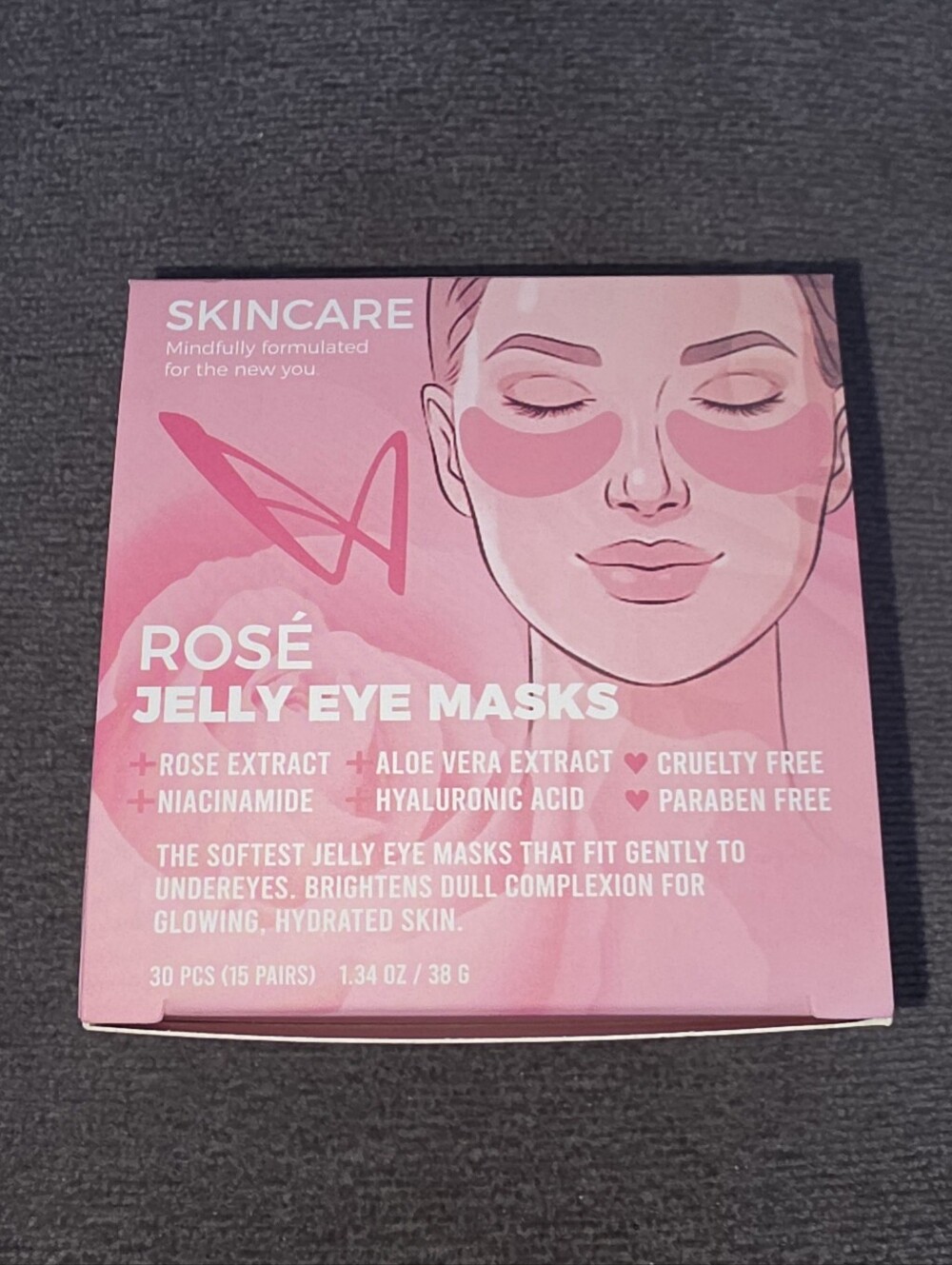 LA Splash Rosé Jelly Eye Masks - 30 Hydrating Pink Under-Eye Patches BNIB